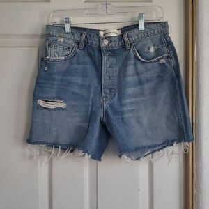 Reformation Button Down Distressed Cameron BF Shorts, Size 27